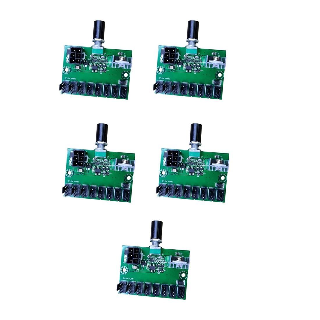5Pcs Computer Case 12V Fan Speed Controller 8-Channel Fan Hu