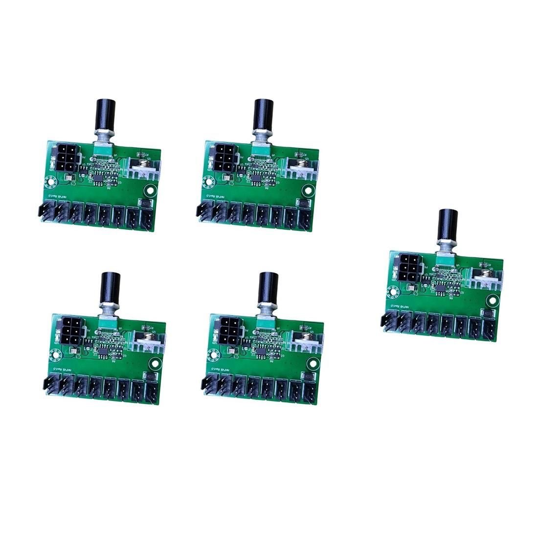 5Pcs Computer Case 12V Fan Speed Controller 8-Channel Fan Hu