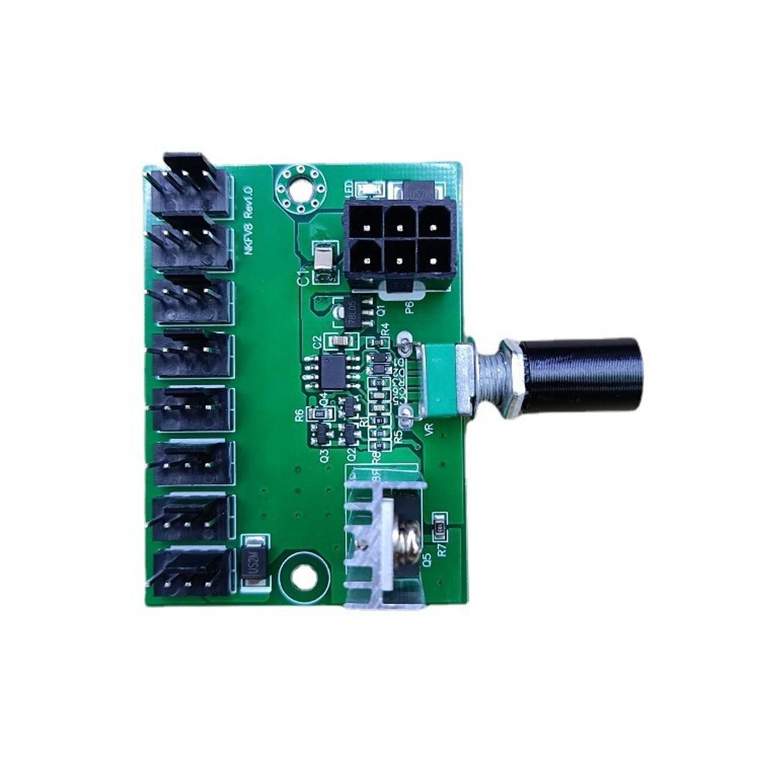 5Pcs Computer Case 12V Fan Speed Controller 8-Channel Fan Hu