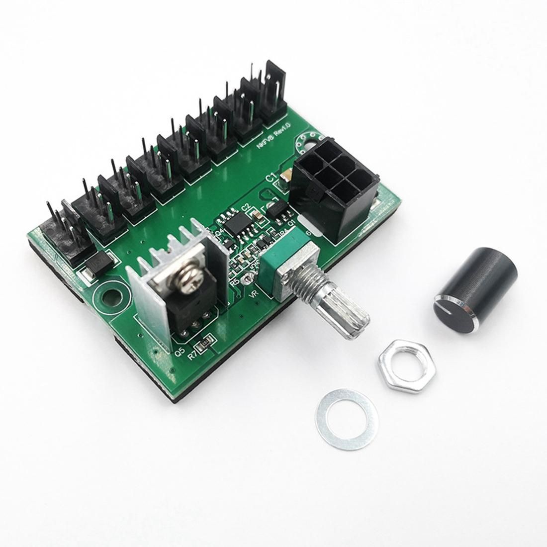 5Pcs Computer Case 12V Fan Speed Controller 8-Channel Fan Hu