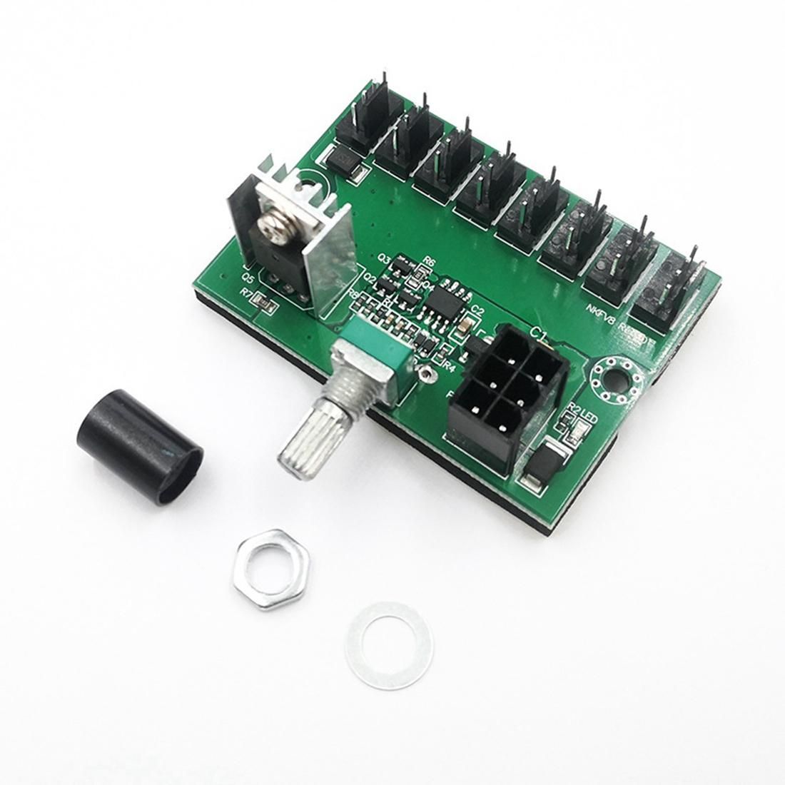 5Pcs Computer Case 12V Fan Speed Controller 8-Channel Fan Hu