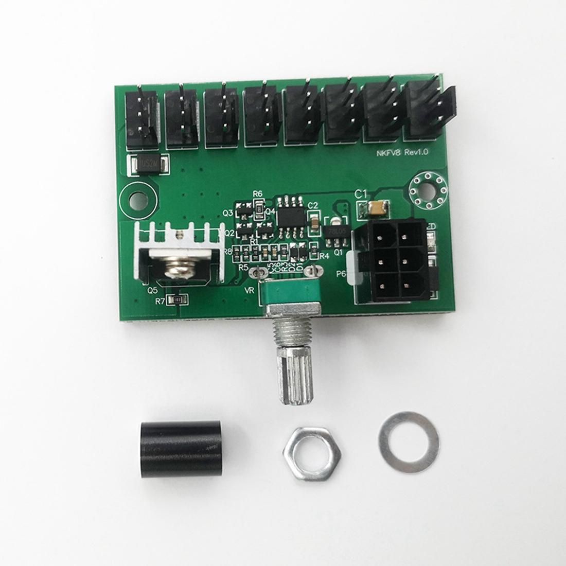 5Pcs Computer Case 12V Fan Speed Controller 8-Channel Fan Hu