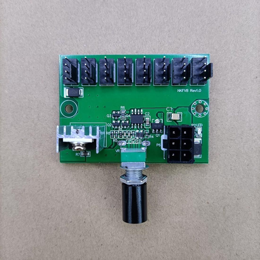 5Pcs Computer Case 12V Fan Speed Controller 8-Channel Fan Hu