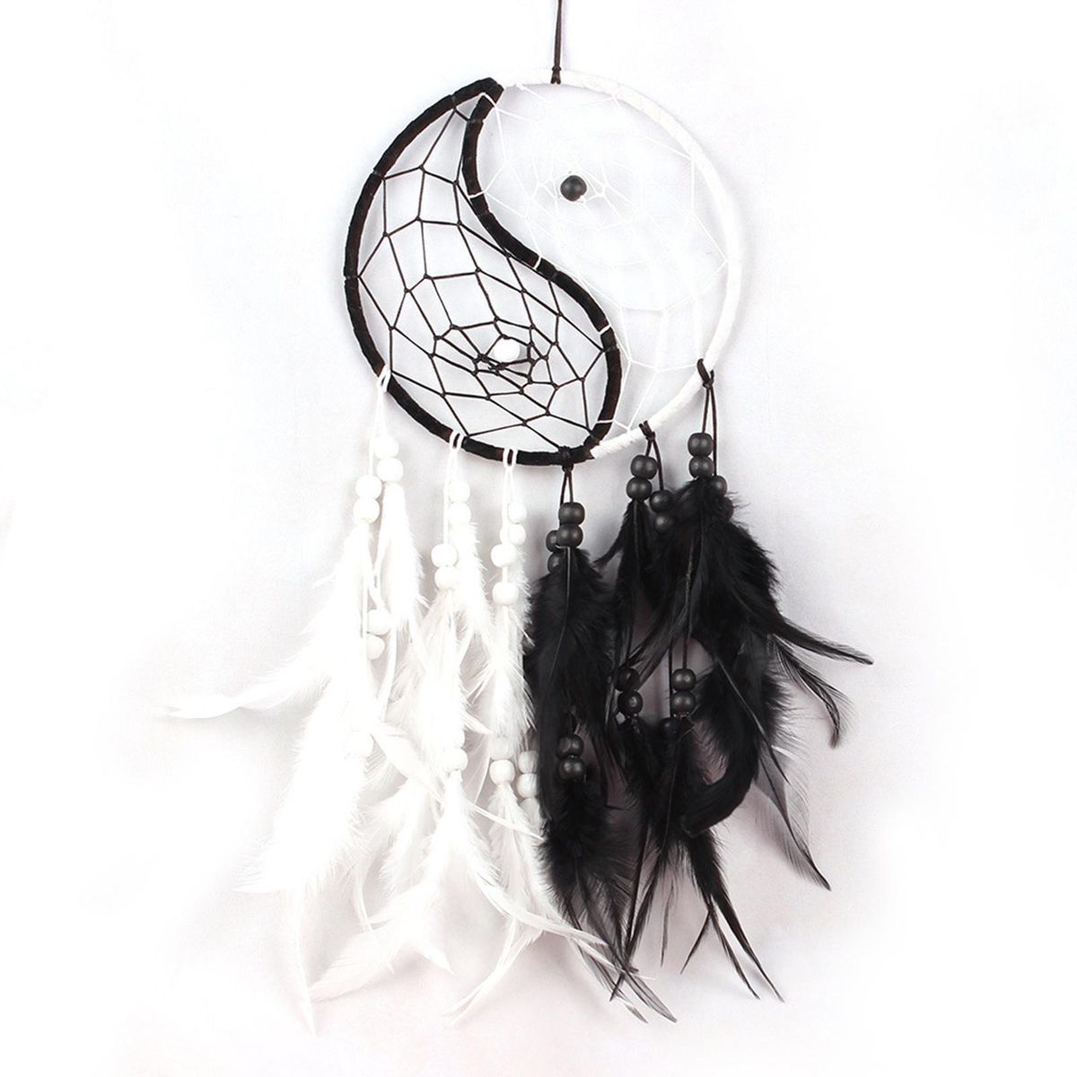 Chinese Tai Chi Dream Catcher Yin Yang Dream Catcher Handcrafted Black White