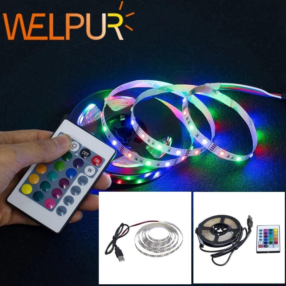 LED Light is Not Waterproof 2835 RGB 24 Button Remote Control 5V Flexible Light with Bedroom Decoration Light, 1Meter