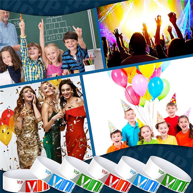 600 Pack VIP Wristbands for Events Waterproof VIP Wristbands VIP Paper Bracelets Wristbands for Party  Red  Blue  Green)