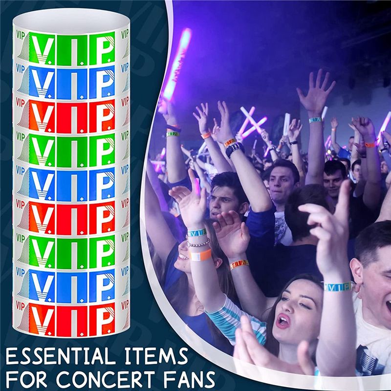 600 Pack VIP Wristbands for Events Waterproof VIP Wristbands VIP Paper Bracelets Wristbands for Party  Red  Blue  Green)