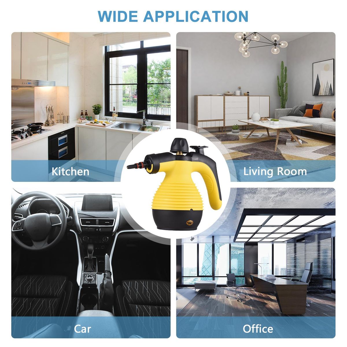 Portable Handheld Steam Cleaner 1050W Multifunctional High Temperature Pressurized Steam Cleaning Machine with 9PCS Accessory for Kitchen Sofa Bathroom Car Window
