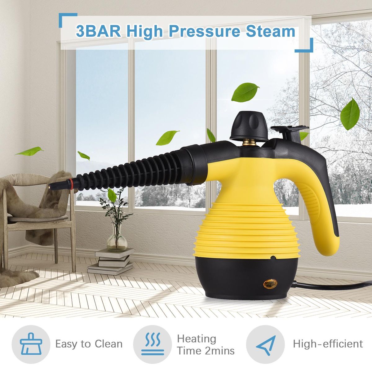 Portable Handheld Steam Cleaner 1050W Multifunctional High Temperature Pressurized Steam Cleaning Machine with 9PCS Accessory for Kitchen Sofa Bathroom Car Window