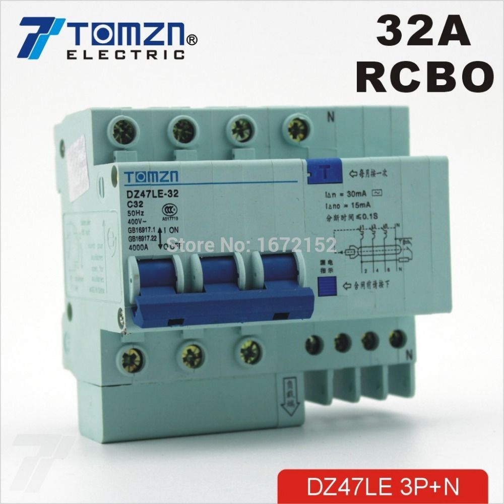 DZ47LE 3P+N 32A 400V~ 50HZ 60HZ Residual Current Circuit