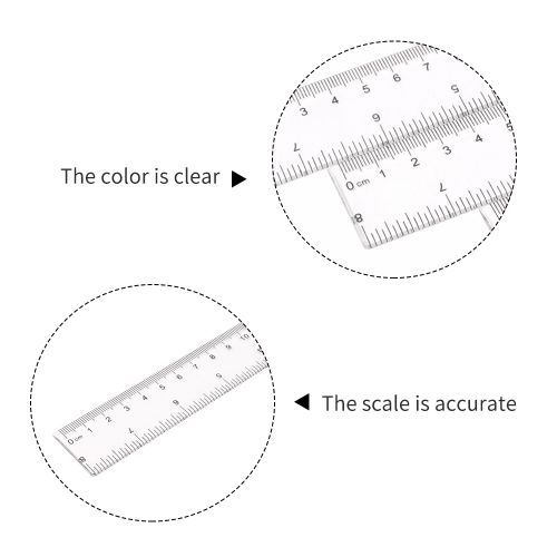 2pc 20cm/8 Inch Plastic Transparent Ruler Simple Straight