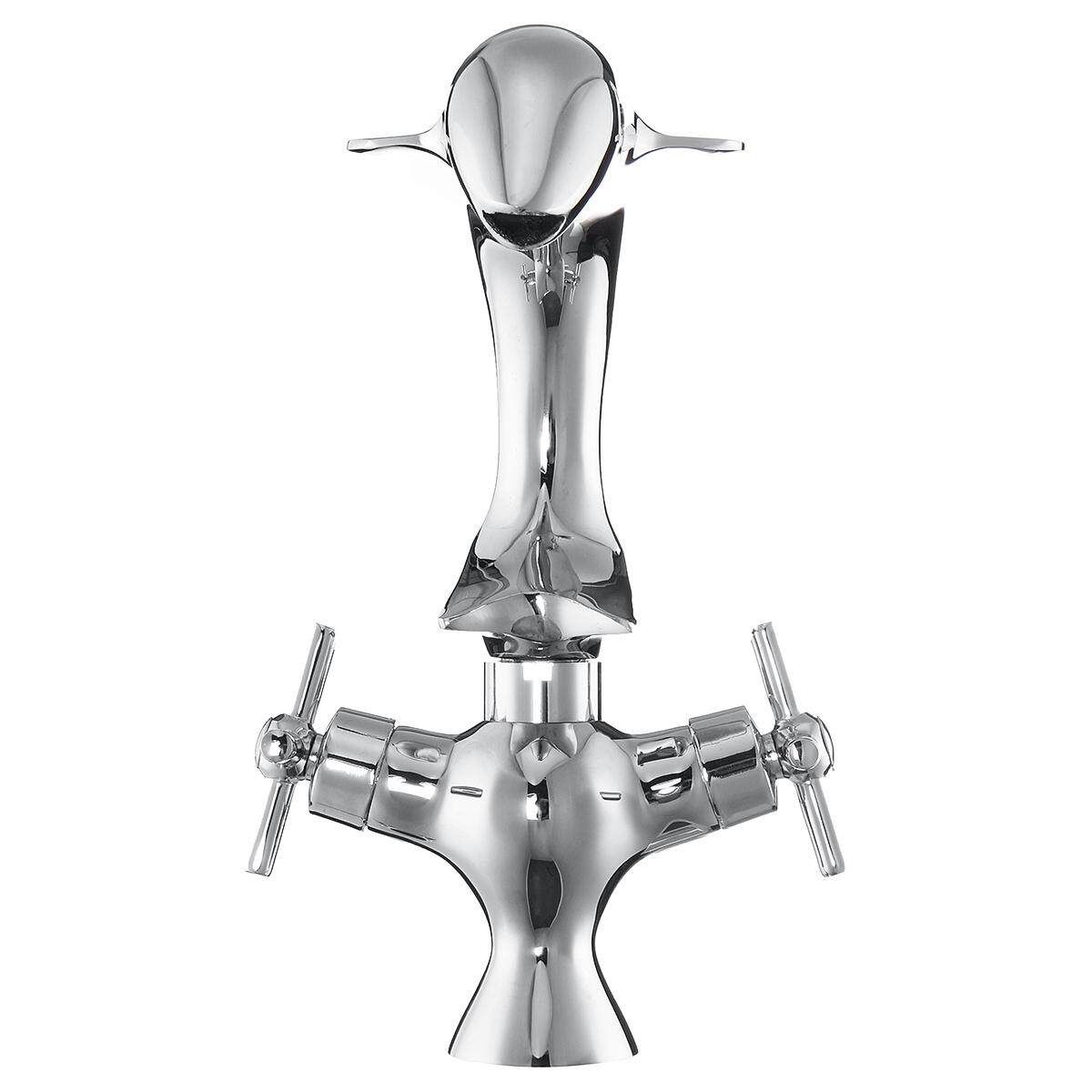 Double Handle Dolphin Shape Chrome Faucet Mixer Taps Kitchen Sink Basin Bathroom