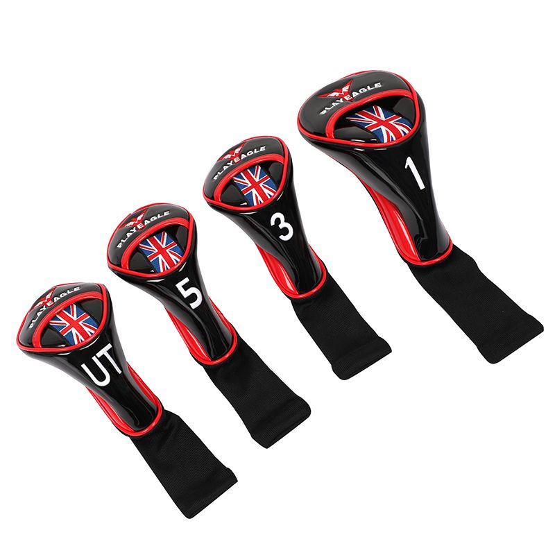 Playeagleg Golf Head Covers 4pcs/set Pu Leather Wood Driver