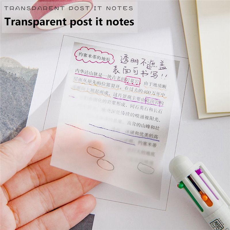 300 Sheets Waterproof PET Transparent Sticky Notes Daily To Do List Note Paper for Student Office 6Colors 3X3Inch