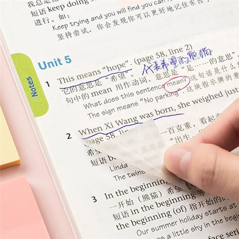 300 Sheets Waterproof PET Transparent Sticky Notes Daily To Do List Note Paper for Student Office 6Colors 3X3Inch