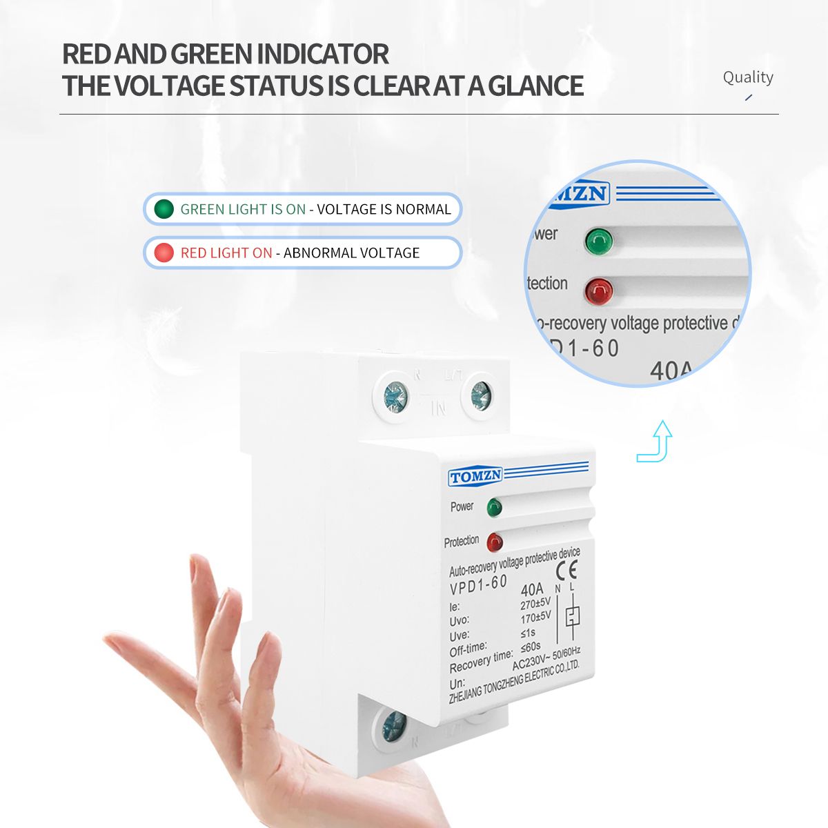 1 Pcs 40A 230V Din Rail Automatic Recovery Reconnect Over