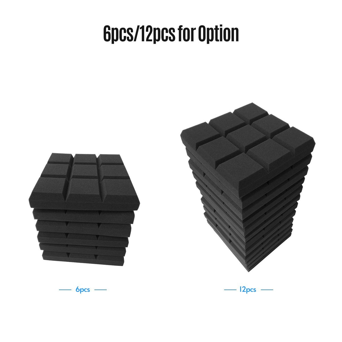 6pcs 12*12*2inch Studio Acoustic Foams Panels Sound Insulation Foam for Studio KTV Broadcast Family Theater
