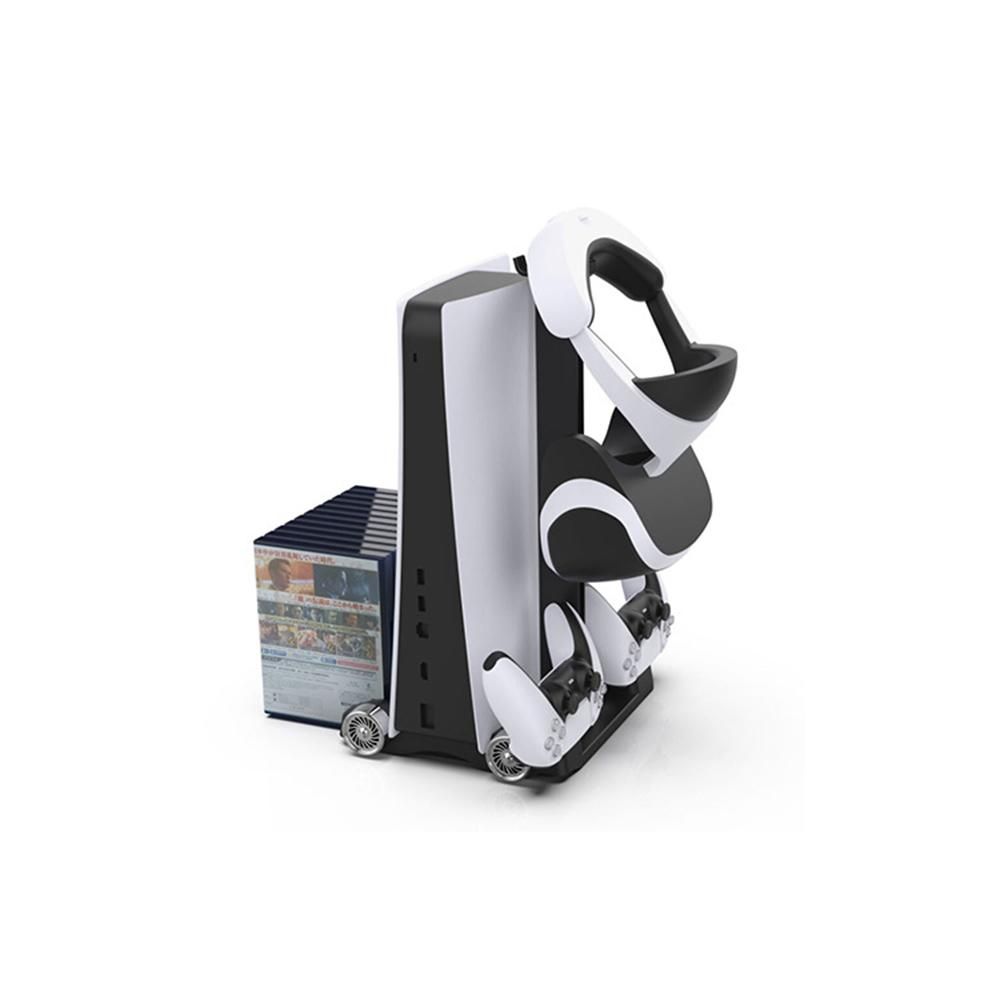 Game Console Charging Display Stand Game Console Charger Base with Disc Storage Rack for PS5