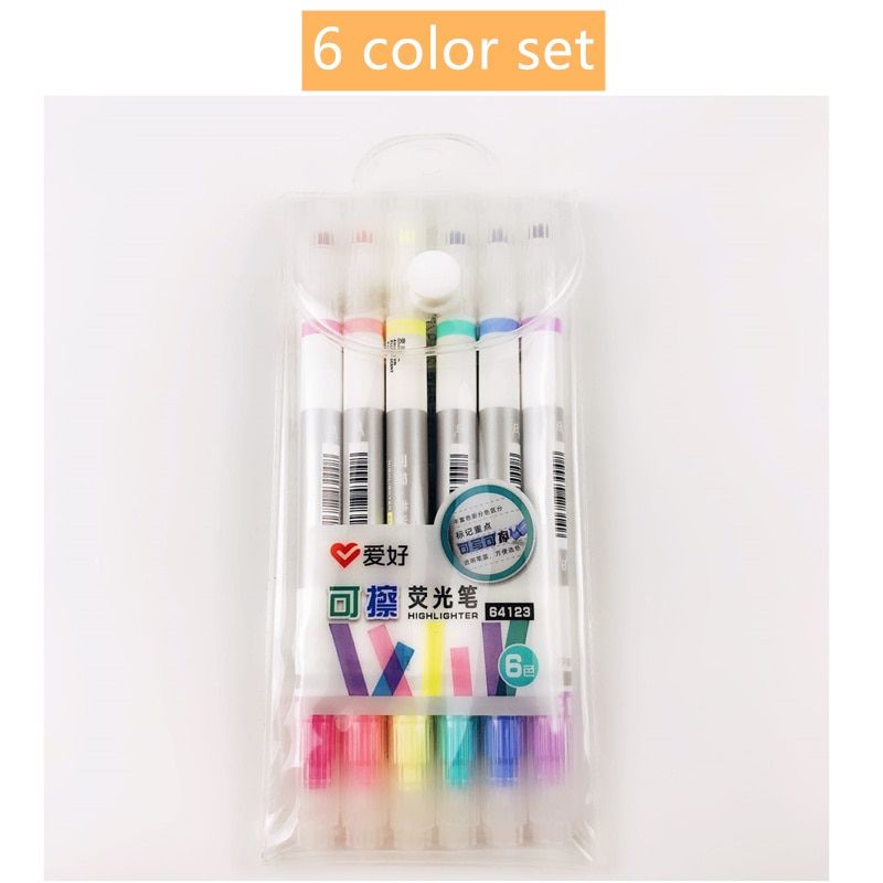 6pcs Erasable Highlighter Pens For Book Journal Dual