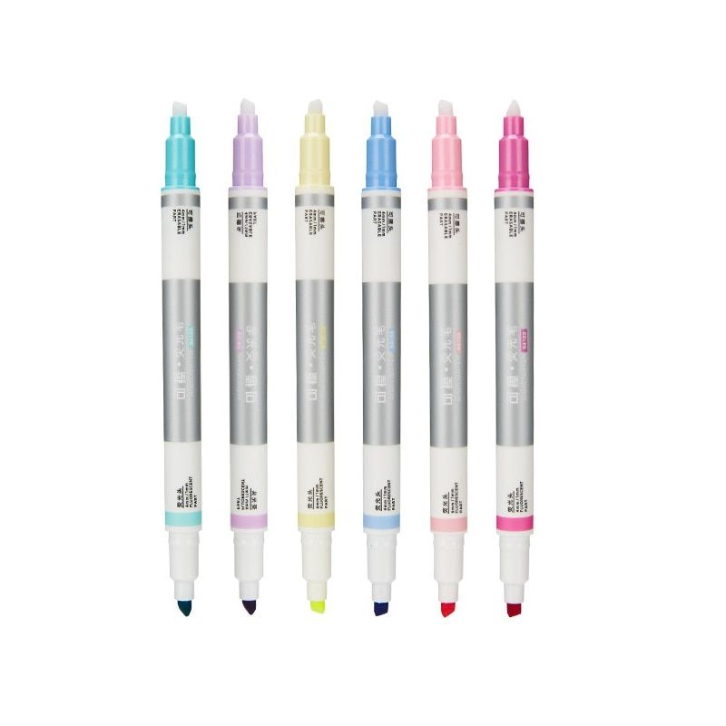 6pcs Erasable Highlighter Pens For Book Journal Dual