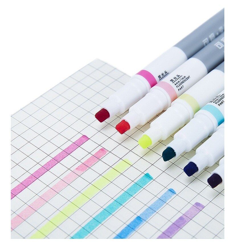 6pcs Erasable Highlighter Pens For Book Journal Dual