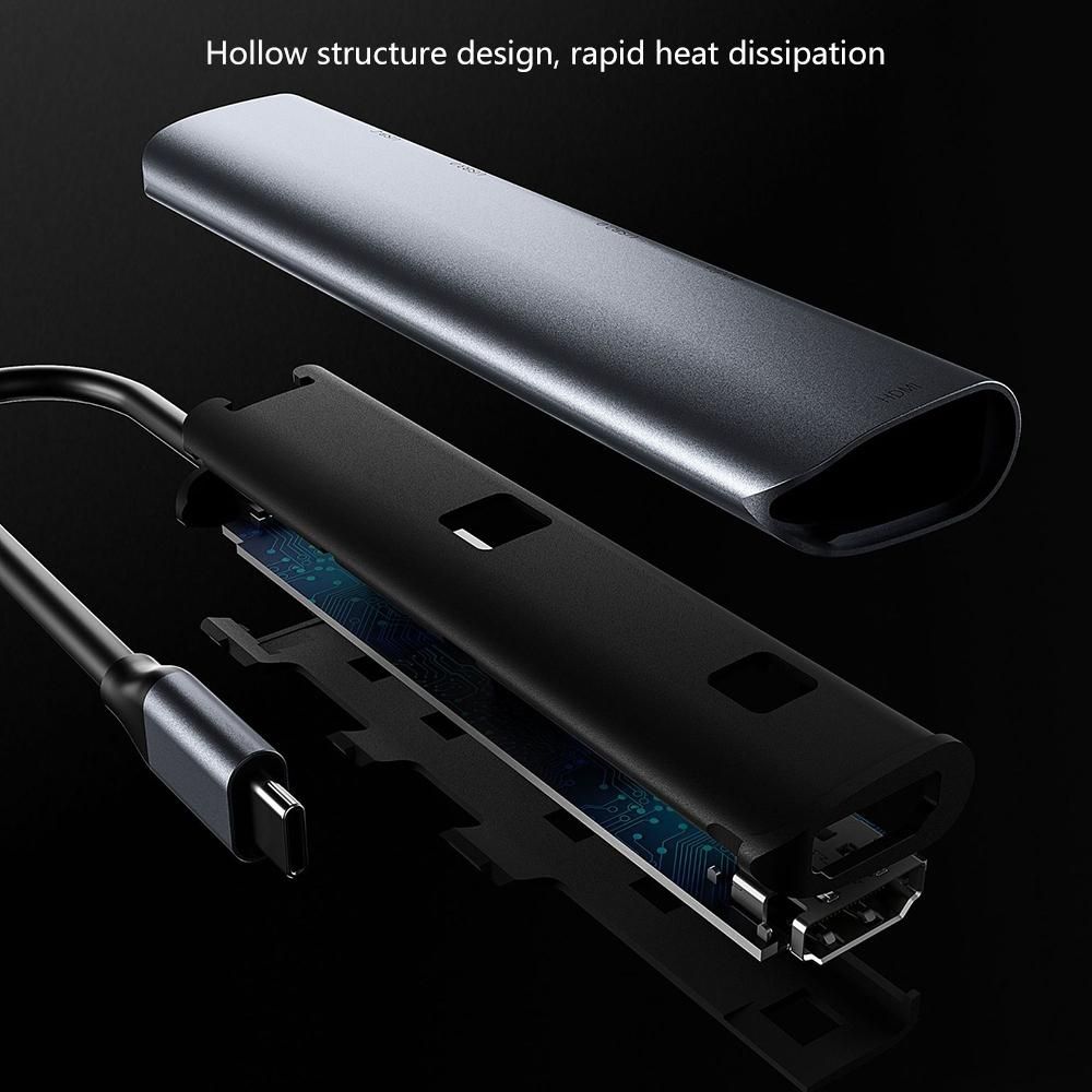 Five in One Docking Station USB C HUB HDMI-Compatible with 4K 30Hz+PD 60W+USB 3.0+USB 2.0+Audio Wire Control/Microphone