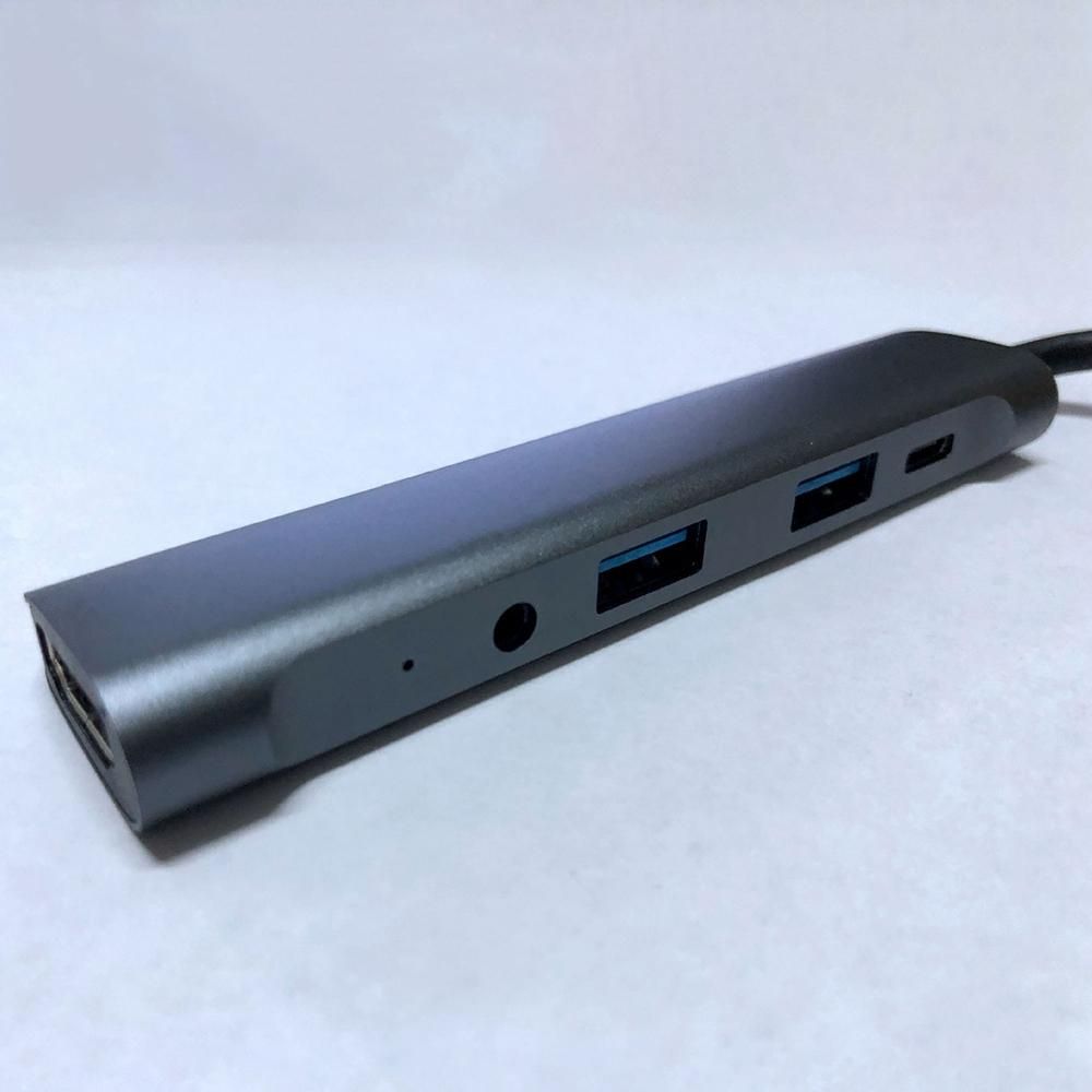 Five in One Docking Station USB C HUB HDMI-Compatible with 4K 30Hz+PD 60W+USB 3.0+USB 2.0+Audio Wire Control/Microphone