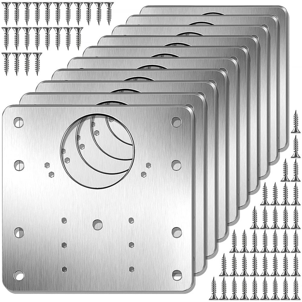 10Pcs Cabinet Hinge Repair Plate Kit With Holes Flat