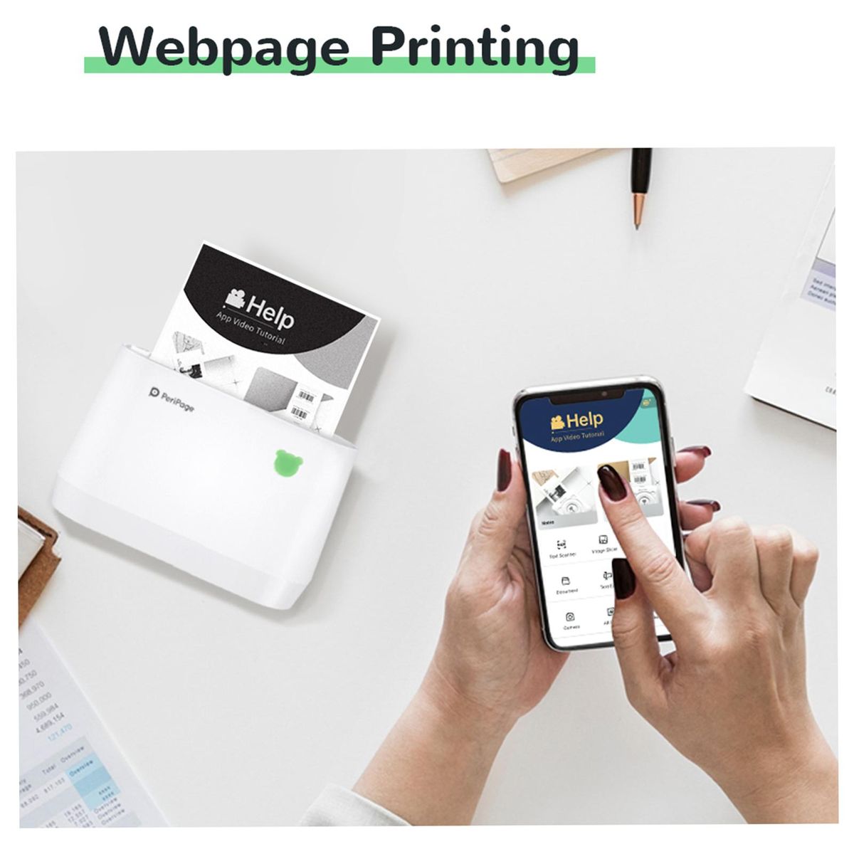 A9s Multi-functional Mini Thermal Printer Pocket Wireless BT 304DPI All In One Portable Photo Mobile Printer Receipt Label Maker Sticker Compatible with Android iOS Smartphone Windows for AR Photo QR Code Study Notes Work Lis
