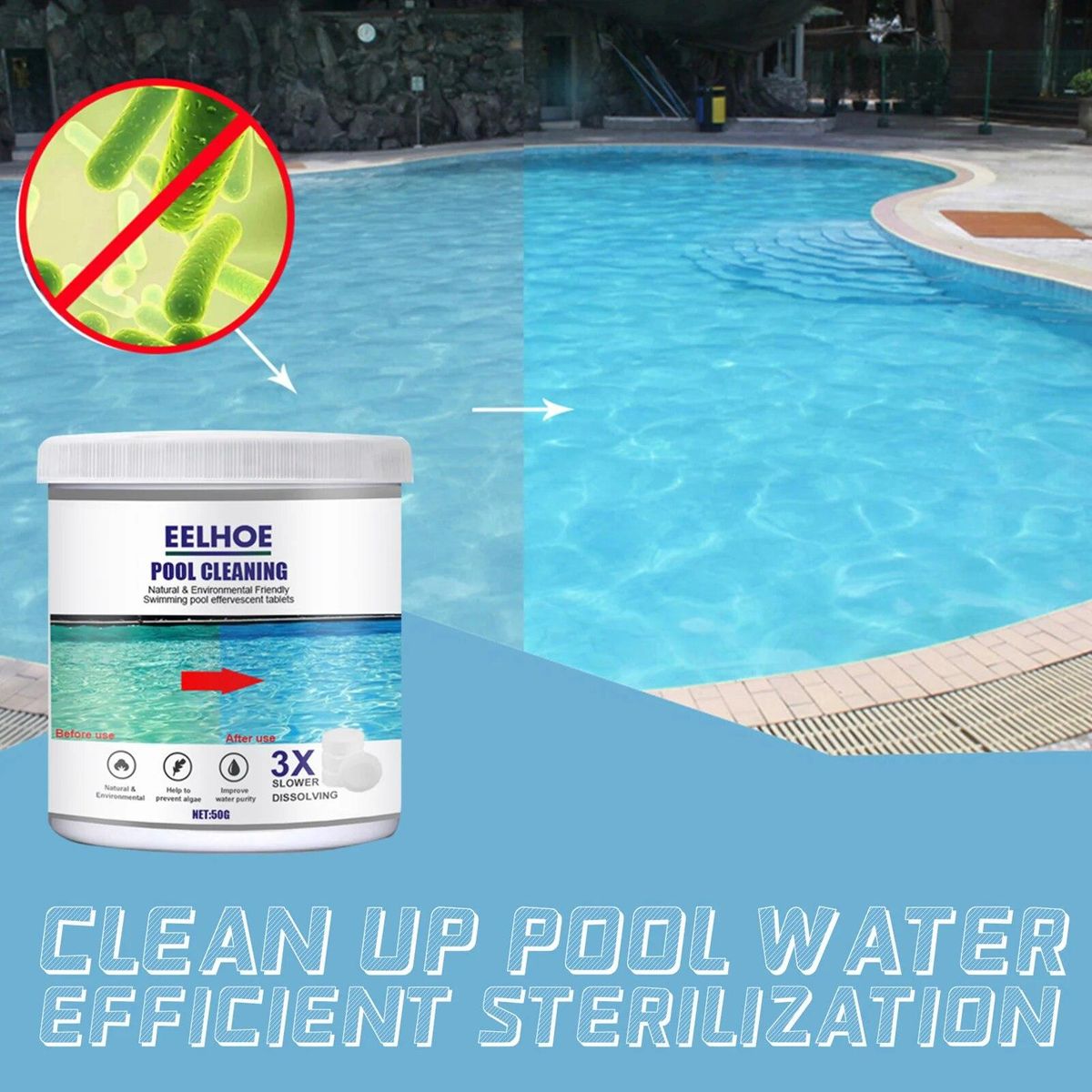 Multifucntion Effervescent Tablets Cleaner For Kitchen Bathroom 50g Improve The Quality Of Swimming Pool And Water Home Cleaning