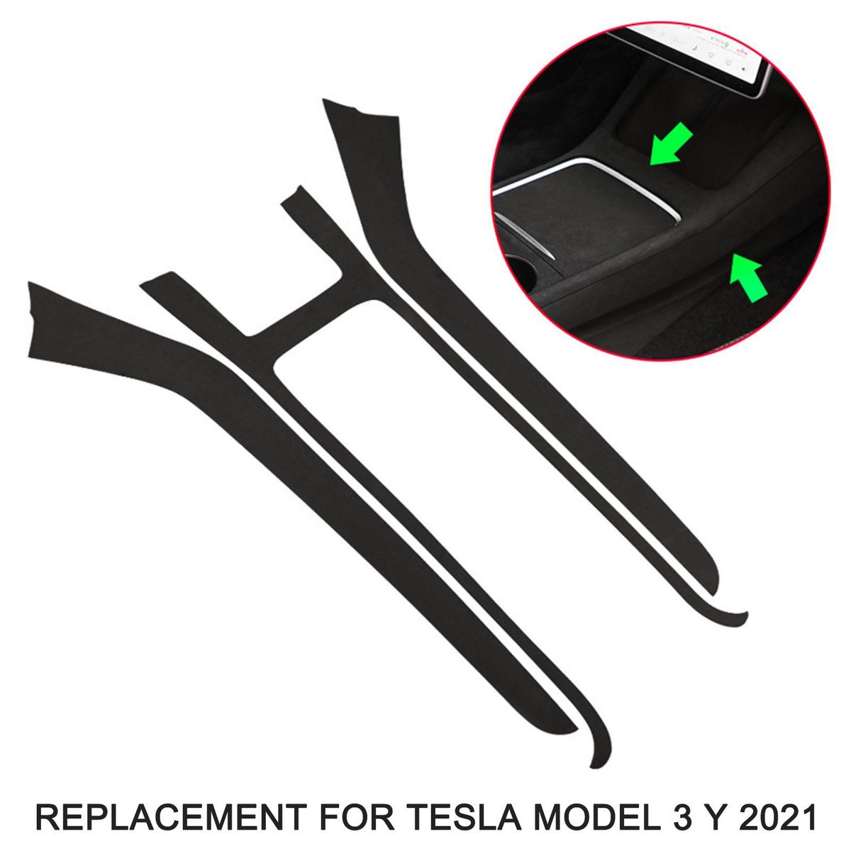 Car Central Control Panel Suede Turn Fur Decorative Sticker Replacement for Tesla Model 3 Y 2021