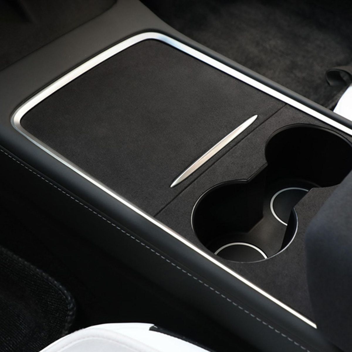 Car Central Control Panel Suede Turn Fur Decorative Sticker Replacement for Tesla Model 3 Y 2021