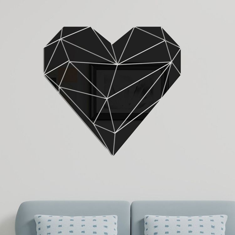 27pcs /Set Acrylic Heart Shaped Mirror Wall Stickers