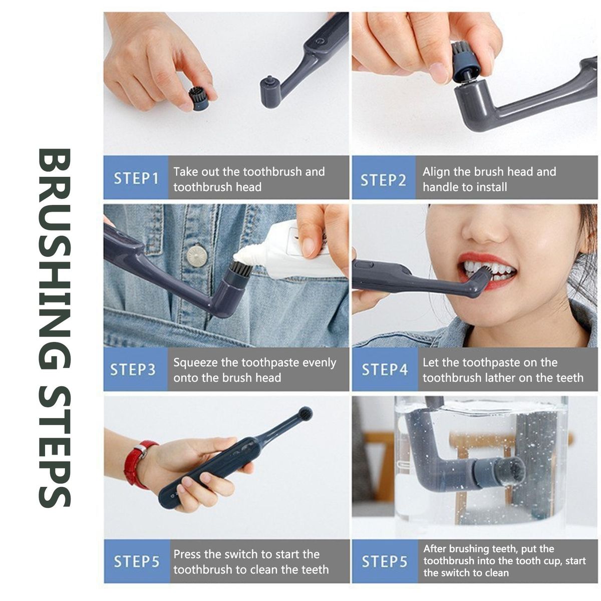 Electric Rechargeable Rotating Toothbrush Intelligent Timing Two-speed Cleaning IPX7 Waterproof Oral Care