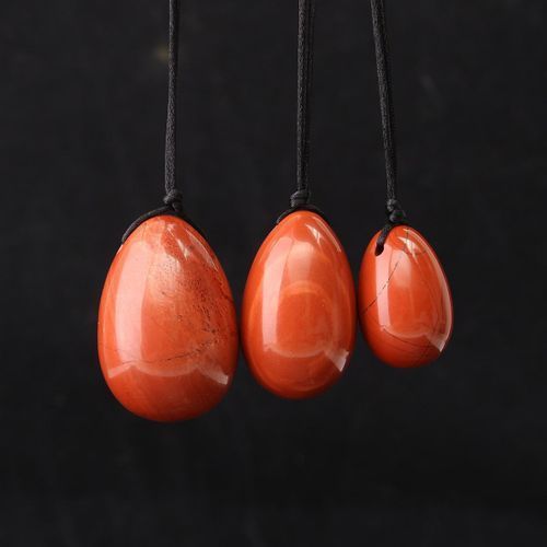 Set Of 3 Red Drilled Jasper Kegel Yoni Eggs Exercise Vagina