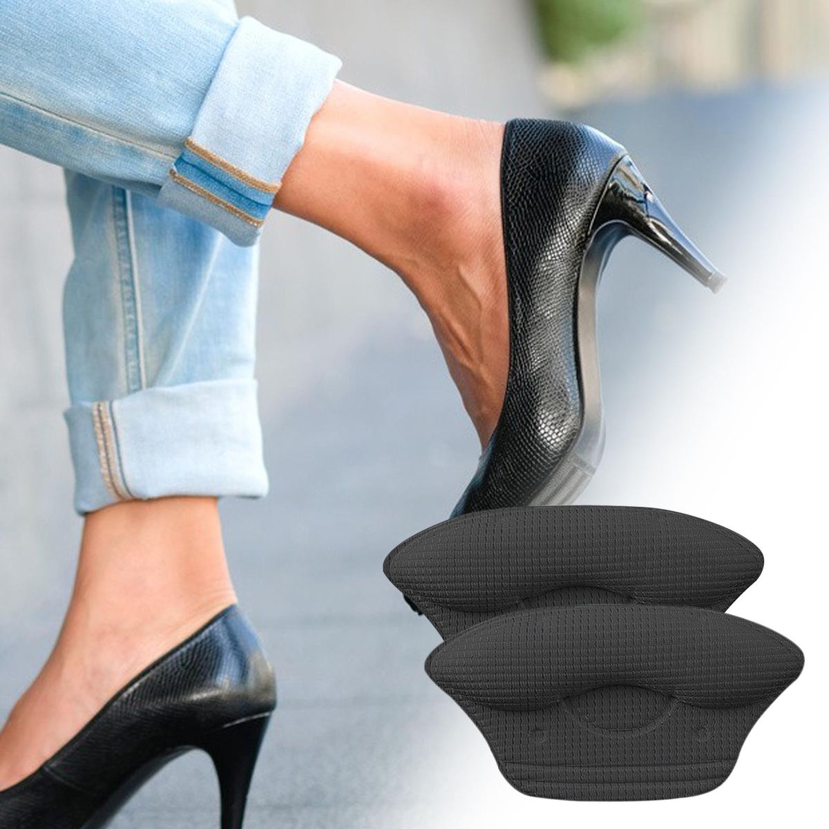 Heel Pads Skin Friendly Anti Wear No Slip Patch Black 5mm