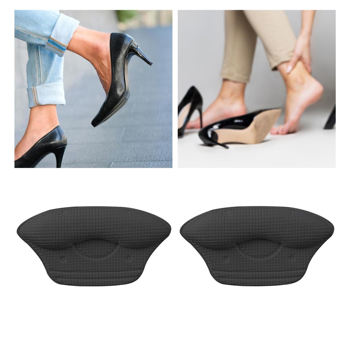 Heel Pads Skin Friendly Anti Wear No Slip Patch Black 5mm