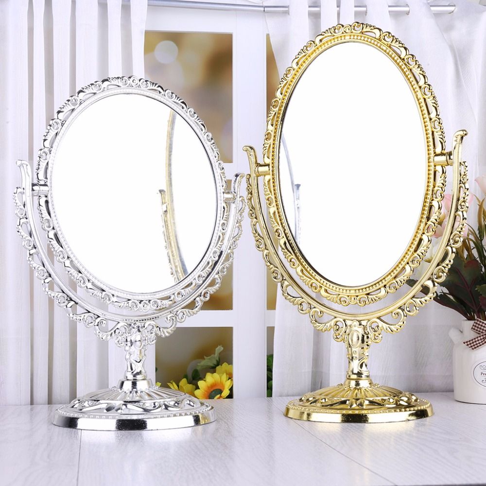 2sides Stand Table Cosmetic Mirror Plastic Dresser Mirrors