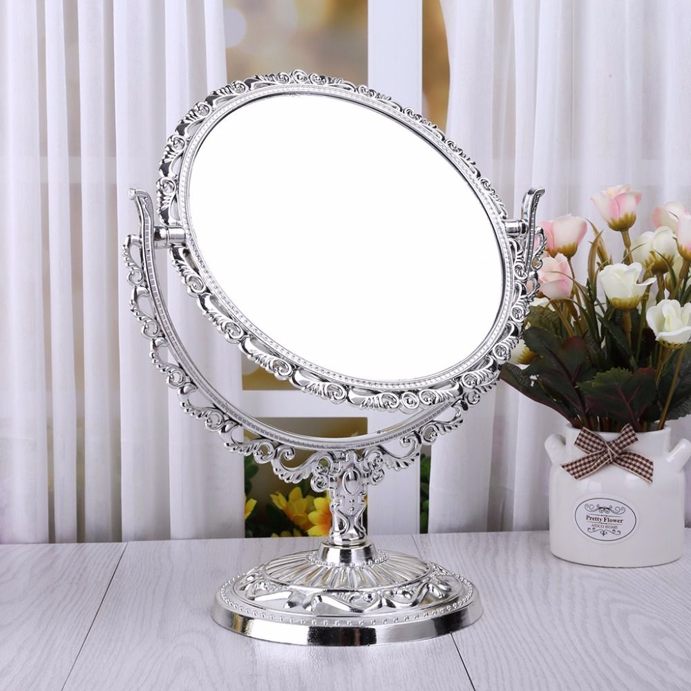 2sides Stand Table Cosmetic Mirror Plastic Dresser Mirrors
