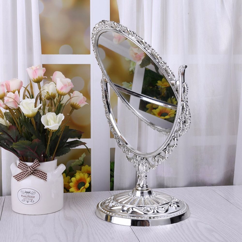 2sides Stand Table Cosmetic Mirror Plastic Dresser Mirrors