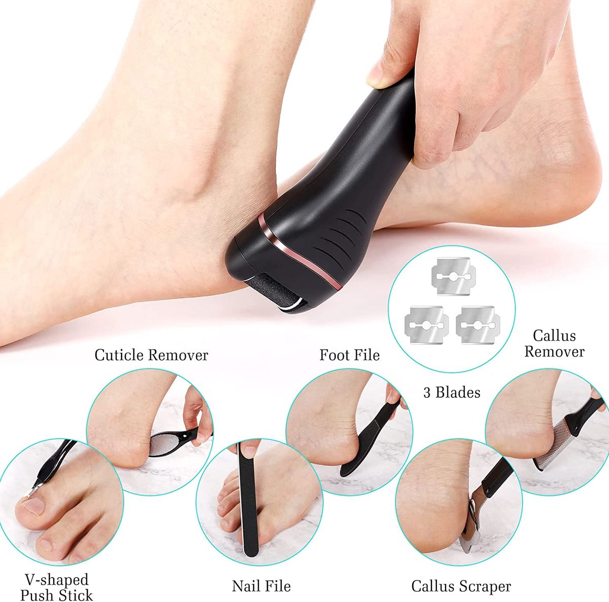 Rechargeable Foot Care Tool Electric Feet File Callus Remover Machine Pedicure Device