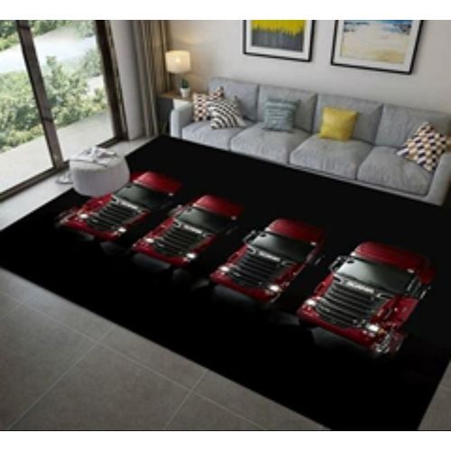 Truck Image Print Design Sitting Room Area Rug-Black