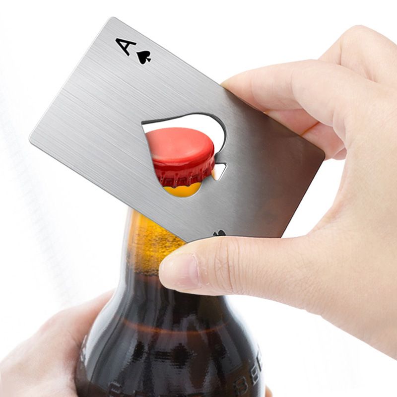 Black/Silver Poker Card Beer Bottle Opener Metal Mini