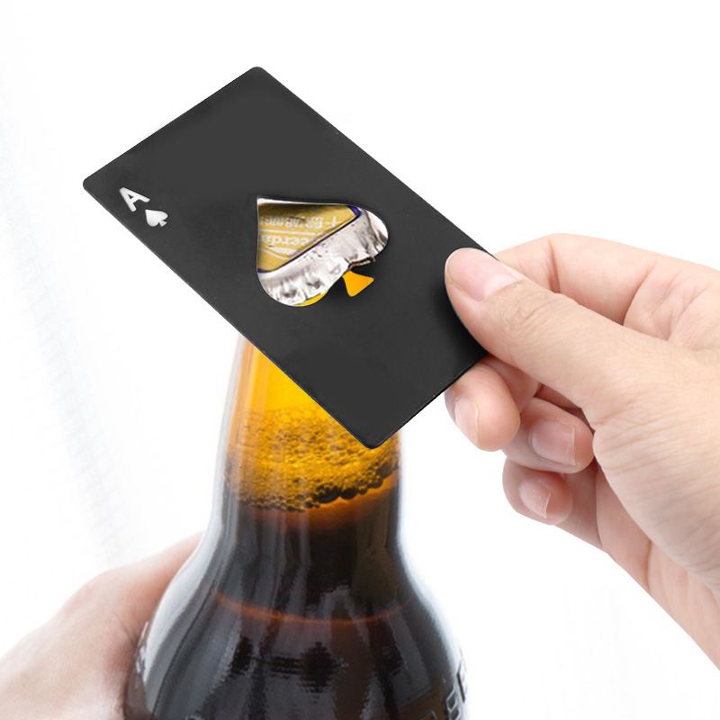 Black/Silver Poker Card Beer Bottle Opener Metal Mini