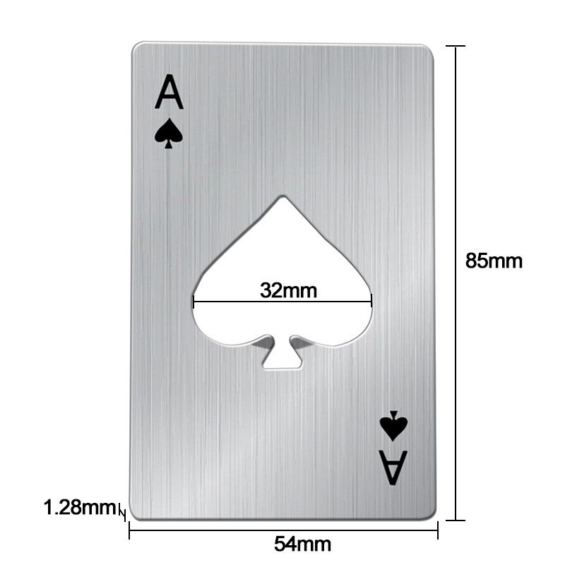 Black/Silver Poker Card Beer Bottle Opener Metal Mini