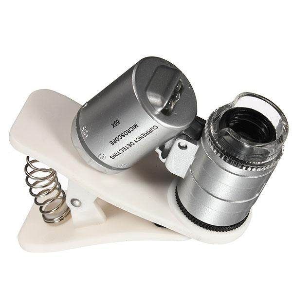 60X Zoom Mobile Phone Camera Optical LED UV Clip Magnifier Microscope Micro Lens
