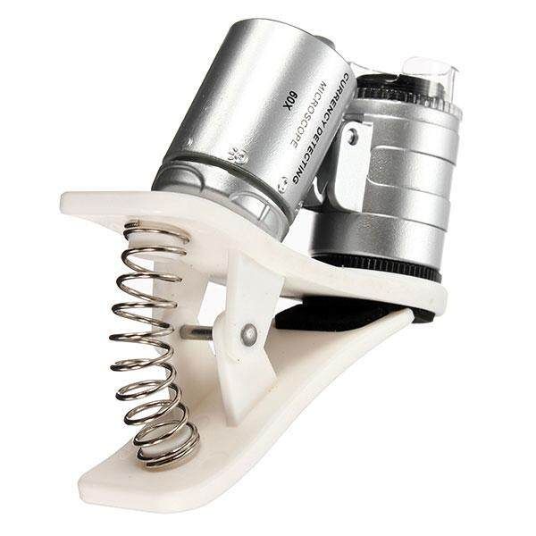60X Zoom Mobile Phone Camera Optical LED UV Clip Magnifier Microscope Micro Lens