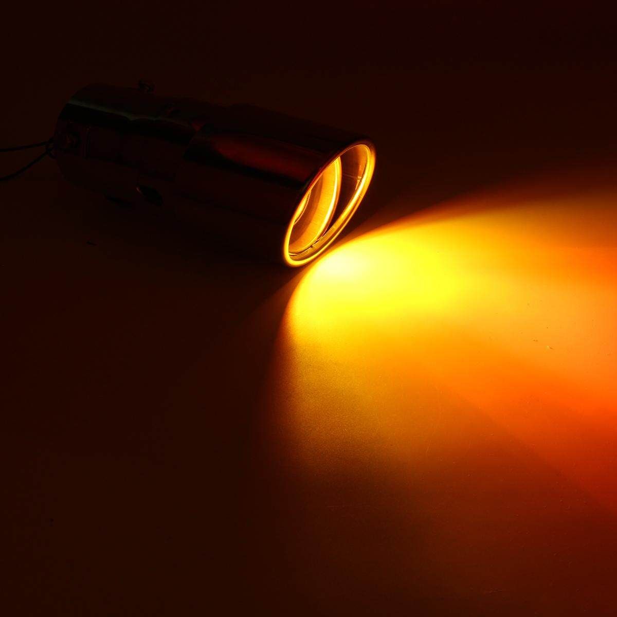 New Spitfire Car LED Exhaust Pipe Red Light Flaming Muffler Tip Universal Custom Oval Curve