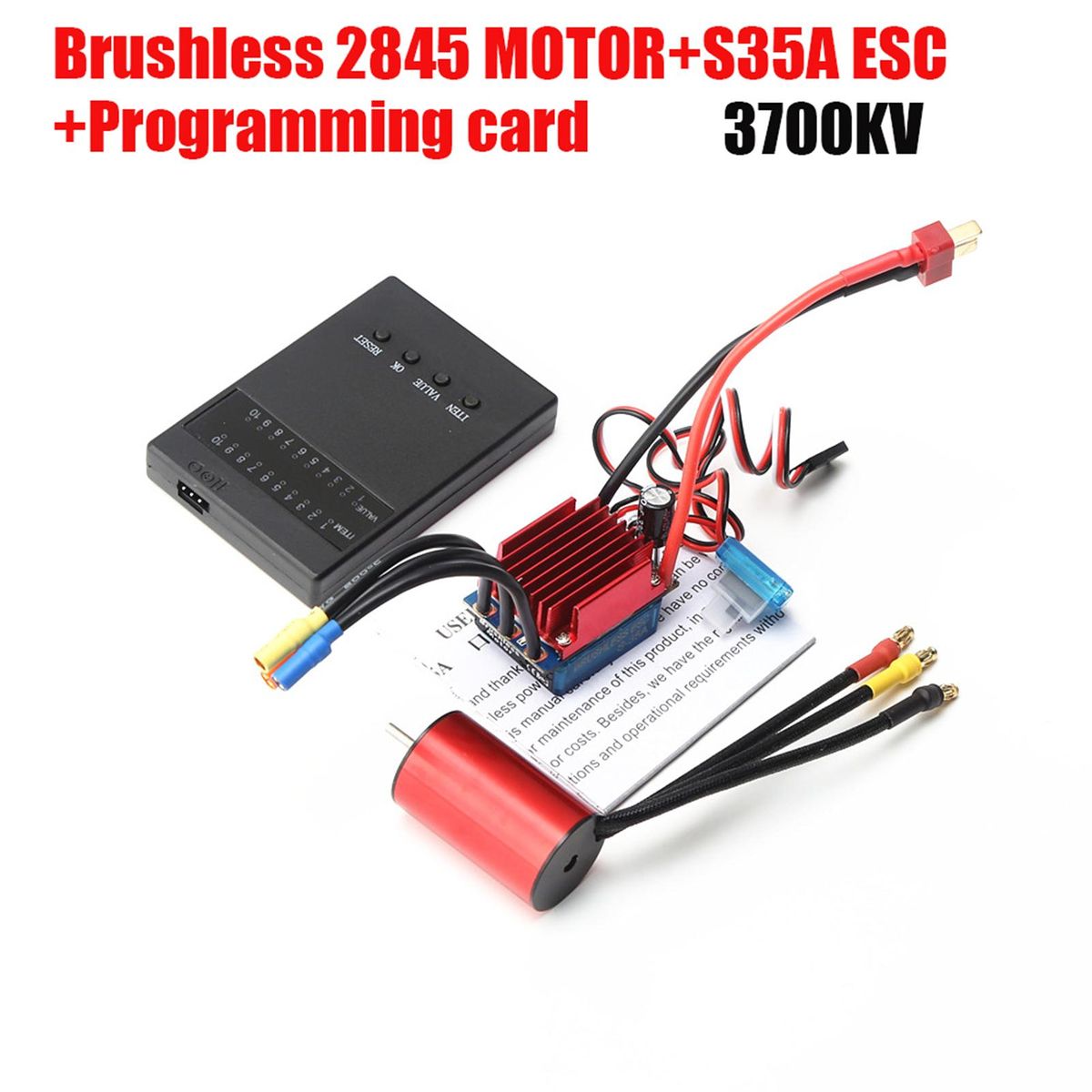S2845 3700KV Brushless Motor Waterproof Motor 35A ESC Programming Card Replacement for Trx4 HSP 1/12 Remote Control Car