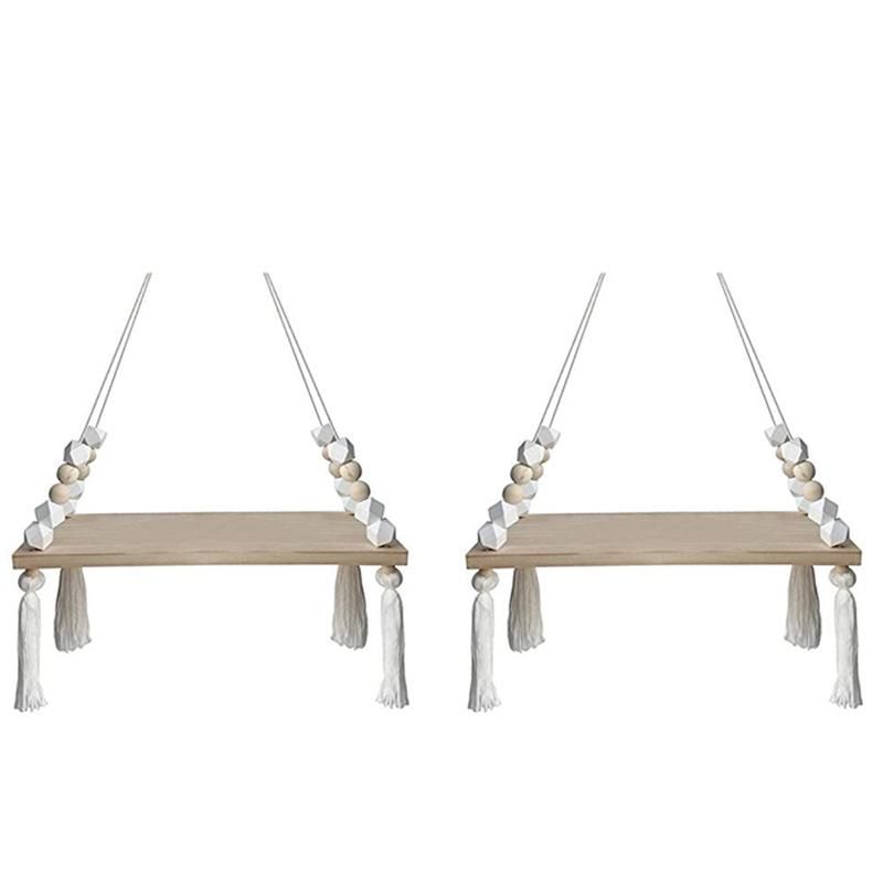 Wall Hanging Shelf, Set of 2 Cotton Rope Floating Shelves
